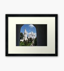 view from the window to the monastery Framed Print