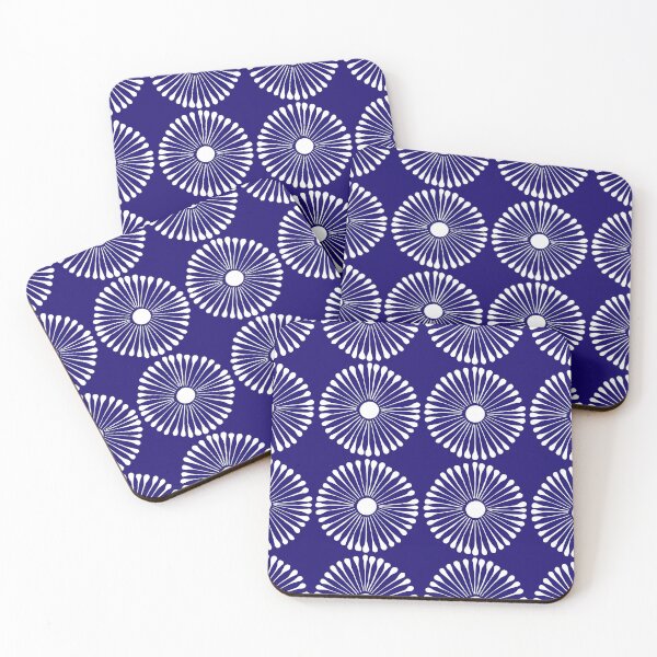 Item preview, white flowers on blue designed and sold by Urbaun.