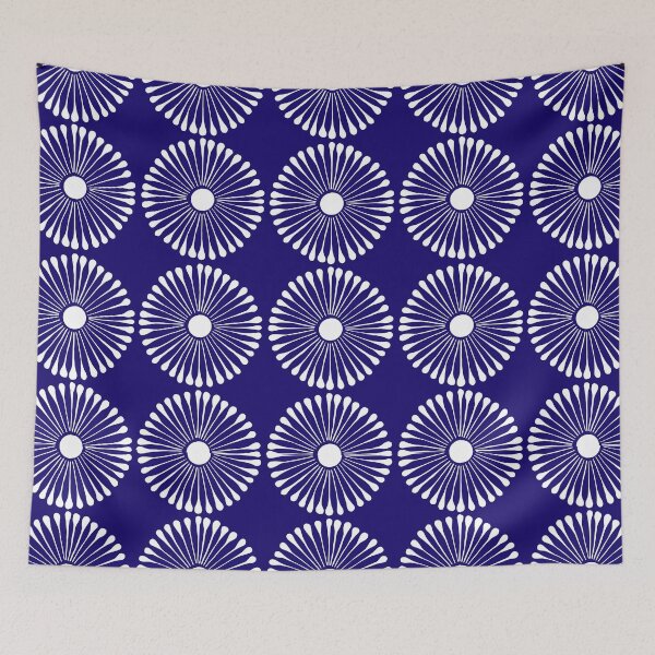 Item preview, white flowers on blue designed and sold by Urbaun.