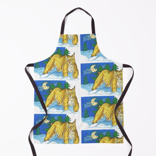 Item preview, Lynx walks through the snow in the moonlight designed and sold by Anmioma.