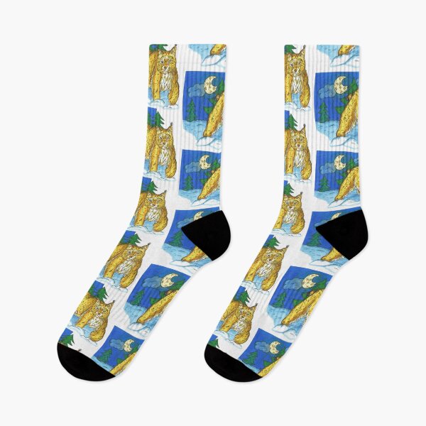 Item preview, Lynx walks through the snow in the moonlight designed and sold by Anmioma.