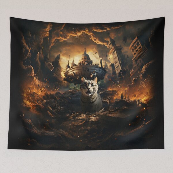 Item preview, Cat Selfie Ufo Destroyed City designed and sold by RosmirStore.