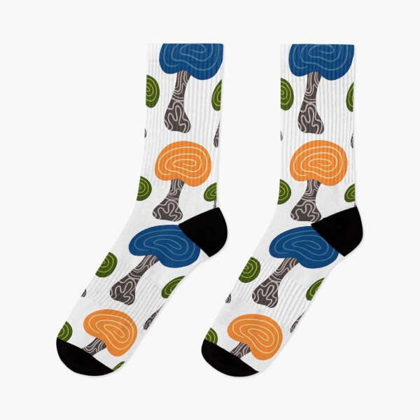 Item preview, Abstract Mushrooms Pattern Blue Orange Green designed and sold by HeartPieces.