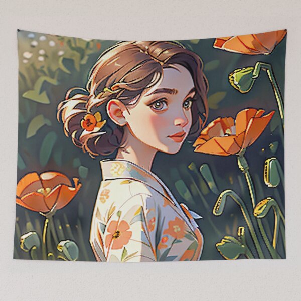 Item preview, Young Angelina with Poppies designed and sold by CarolineDenaro.