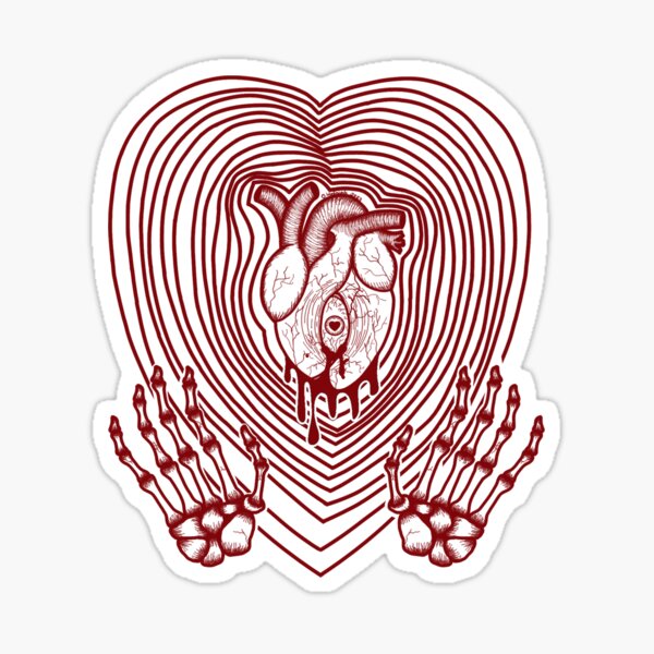 red heart with eye y2k sticker pack - Red Heart With Eye - Magnet