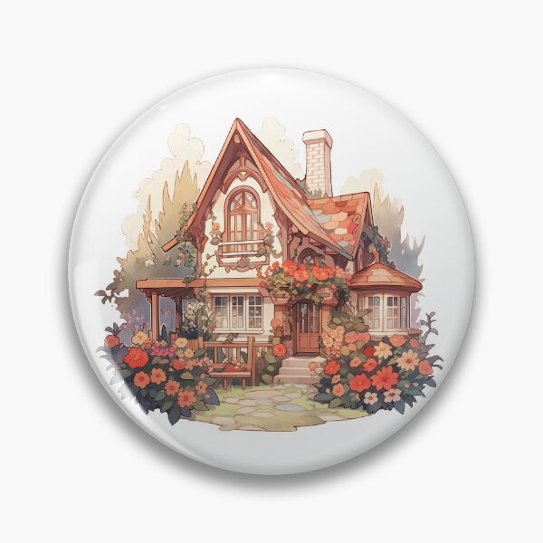Item preview, Cozy Cottage with Summer Flowers in Rustic and Cottagecore Style designed and sold by CozyKawaiiArt.