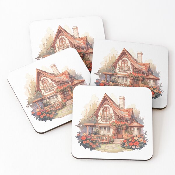 Item preview, Cozy Cottage with Summer Flowers in Rustic and Cottagecore Style designed and sold by CozyKawaiiArt.