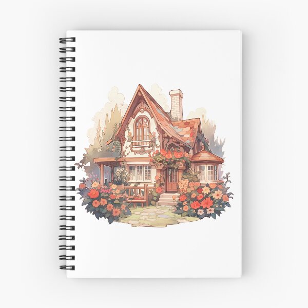 Item preview, Cozy Cottage with Summer Flowers in Rustic and Cottagecore Style designed and sold by CozyKawaiiArt.