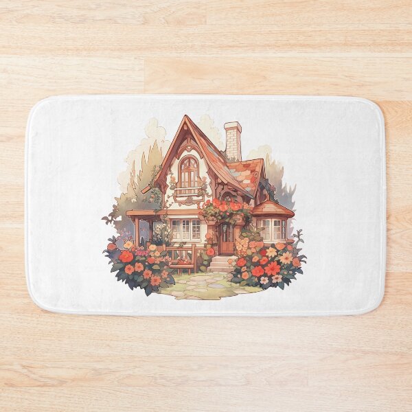 Item preview, Cozy Cottage with Summer Flowers in Rustic and Cottagecore Style designed and sold by CozyKawaiiArt.