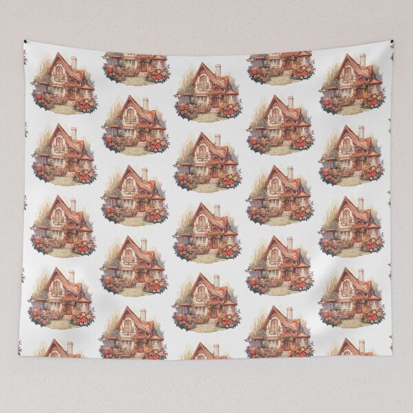 Item preview, Cozy Cottage with Summer Flowers in Rustic and Cottagecore Style designed and sold by CozyKawaiiArt.