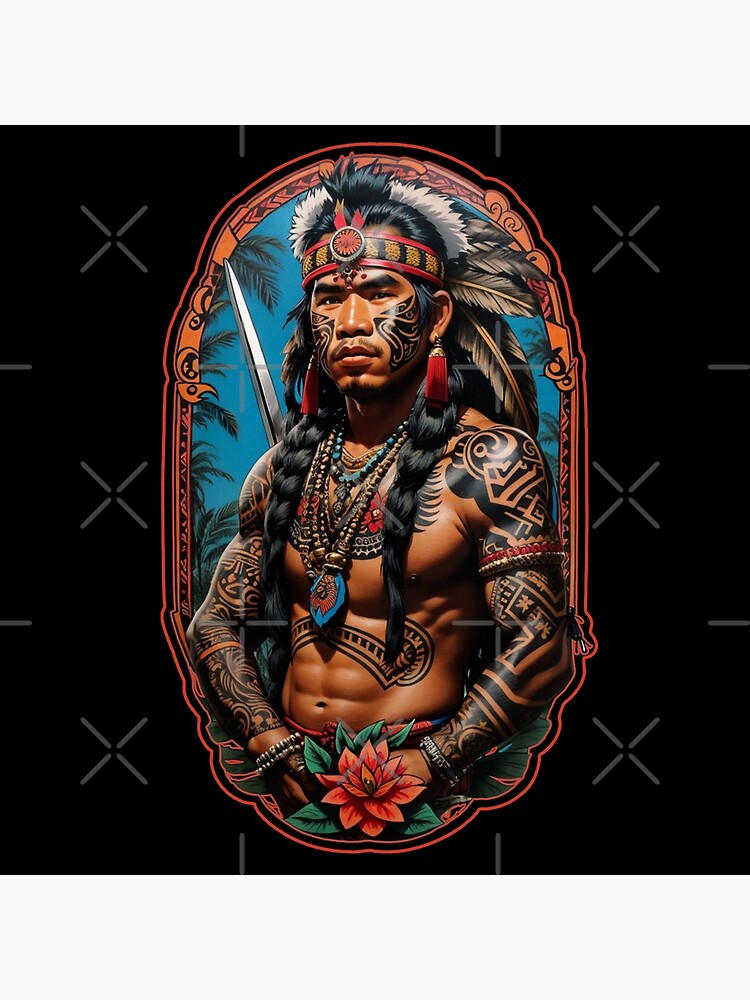 DGA David Gonzalez Art Lady Warrior Native American Tattoo Urban Mens Shirt  M-5X - Fearless Apparel