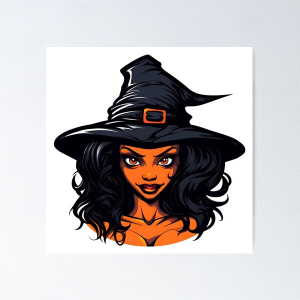 Item preview, Celebrating Black Woman Magic: Cute Halloween-Themed Witch with Hat designed and sold by Studio-Mind.