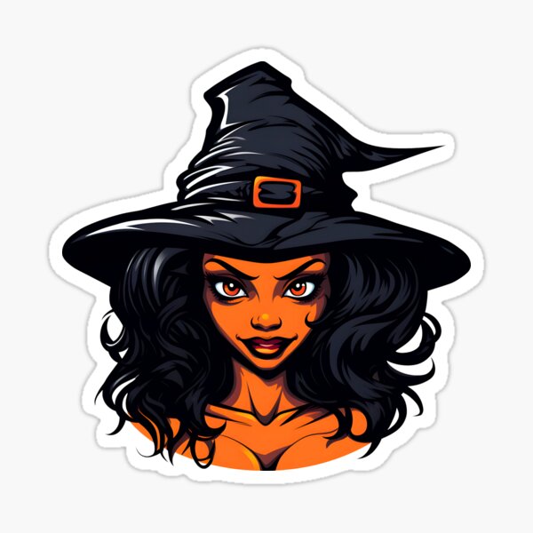 Item preview, Celebrating Black Woman Magic: Cute Halloween-Themed Witch with Hat designed and sold by Studio-Mind.