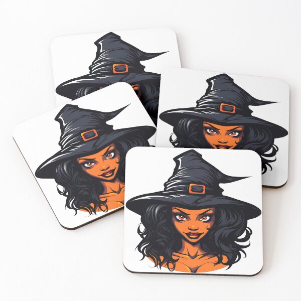 Item preview, Celebrating Black Woman Magic: Cute Halloween-Themed Witch with Hat designed and sold by Studio-Mind.