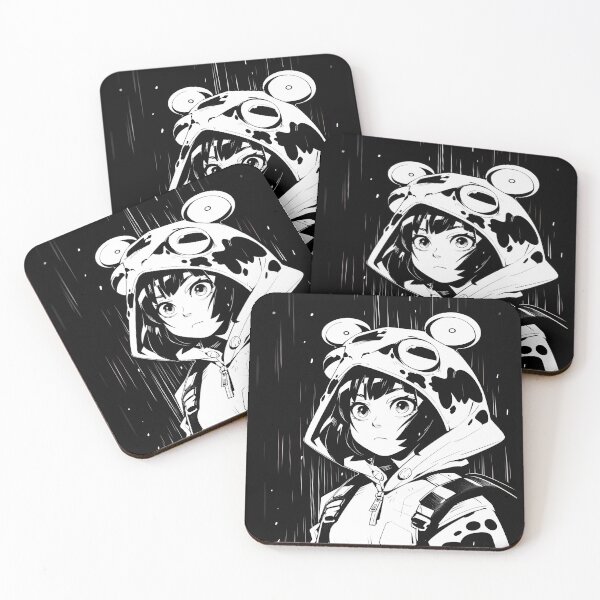 Item preview, Black and White Manga Frog Girl in Anime Aesthetic designed and sold by RibbitFans101.