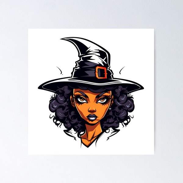 Item preview, Celebrating Black Woman Magic: Cute Halloween-Themed Witch with Hat designed and sold by Studio-Mind.