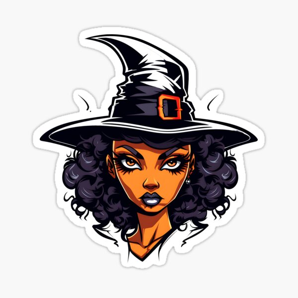 Item preview, Celebrating Black Woman Magic: Cute Halloween-Themed Witch with Hat designed and sold by Studio-Mind.