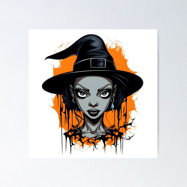Item preview, Celebrating Black Woman Magic: Cute Halloween-Themed Witch with Hat designed and sold by Studio-Mind.