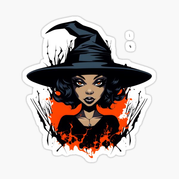 Item preview, Celebrating Black Woman Magic: Cute Halloween-Themed Witch with Hat designed and sold by Studio-Mind.