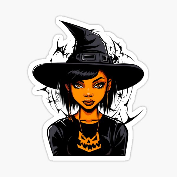 Item preview, Celebrating Black Woman Magic: Cute Halloween-Themed Witch with Hat designed and sold by Studio-Mind.