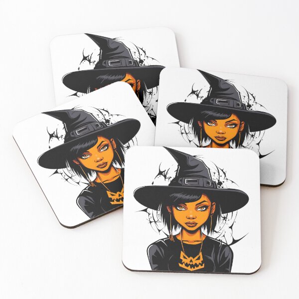 Item preview, Celebrating Black Woman Magic: Cute Halloween-Themed Witch with Hat designed and sold by Studio-Mind.