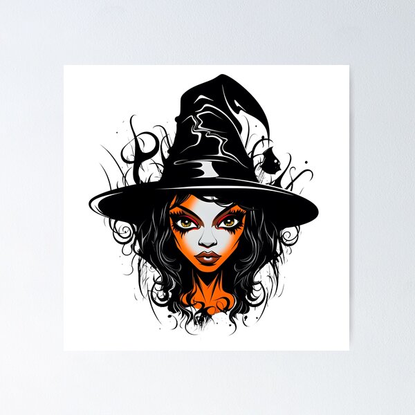 Item preview, Celebrating Black Woman Magic: Cute Halloween-Themed Witch with Hat designed and sold by Studio-Mind.