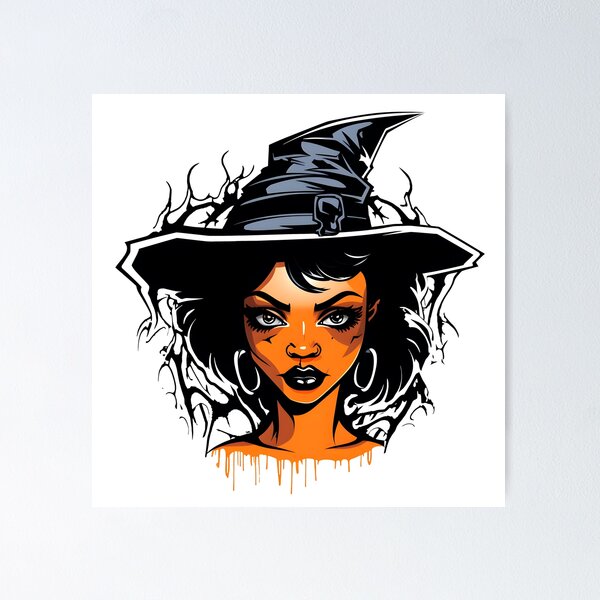 Item preview, Celebrating Black Woman Magic: Cute Halloween-Themed Witch with Hat designed and sold by Studio-Mind.