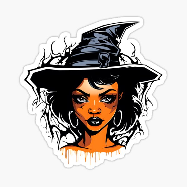 Item preview, Celebrating Black Woman Magic: Cute Halloween-Themed Witch with Hat designed and sold by Studio-Mind.