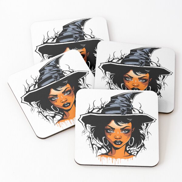 Item preview, Celebrating Black Woman Magic: Cute Halloween-Themed Witch with Hat designed and sold by Studio-Mind.