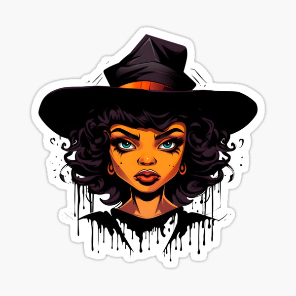 Item preview, Celebrating Black Woman Magic: Cute Halloween-Themed Witch with Hat designed and sold by Studio-Mind.