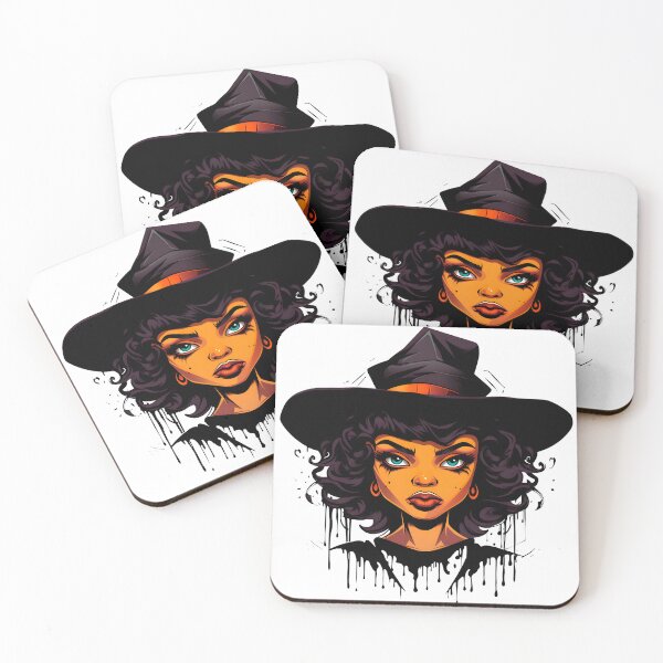Item preview, Celebrating Black Woman Magic: Cute Halloween-Themed Witch with Hat designed and sold by Studio-Mind.