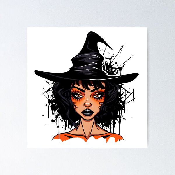 Item preview, Celebrating Black Woman Magic: Cute Halloween-Themed Witch with Hat designed and sold by Studio-Mind.