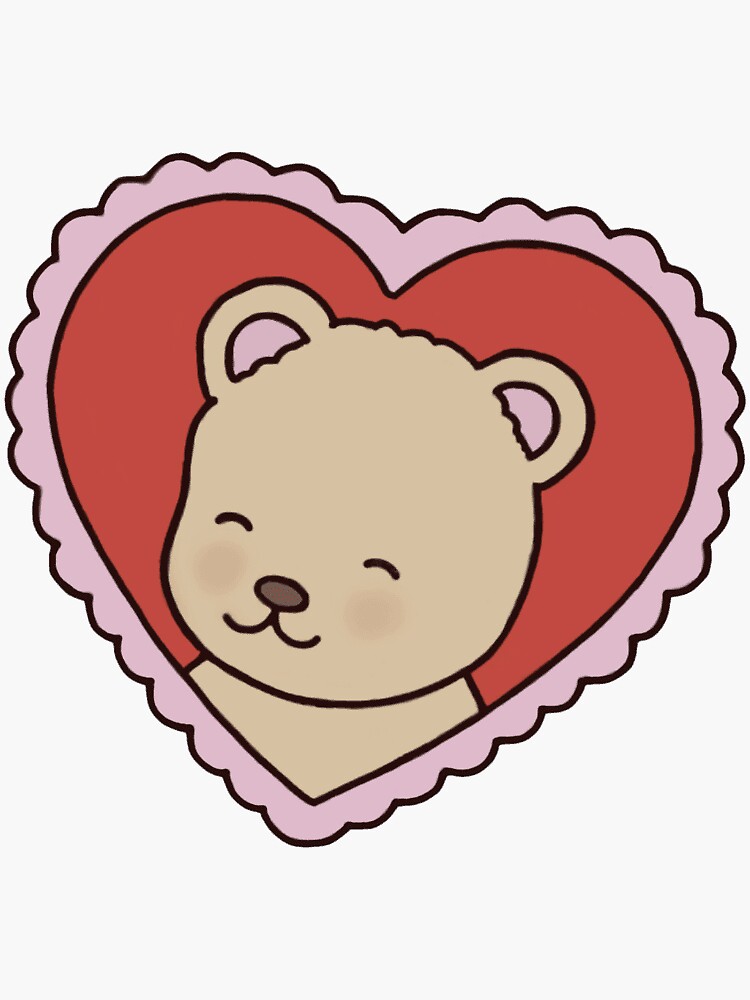 Pink Heart Teddy Bear Personalized Valentines Day Sticker