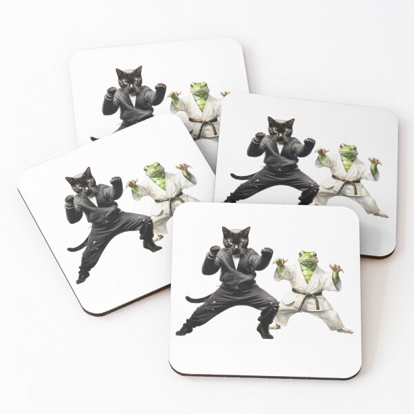 Item preview, FROG AND CAT FRIENDS READY FOR FIGHT CUTE GIFTS  designed and sold by Filmharmony.