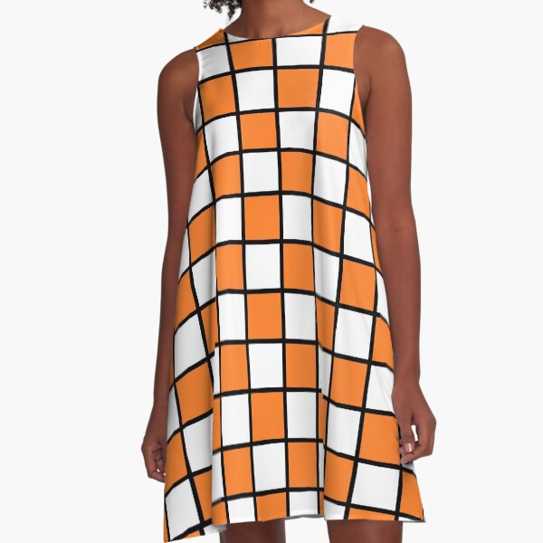 Orange black hotsell and white dress