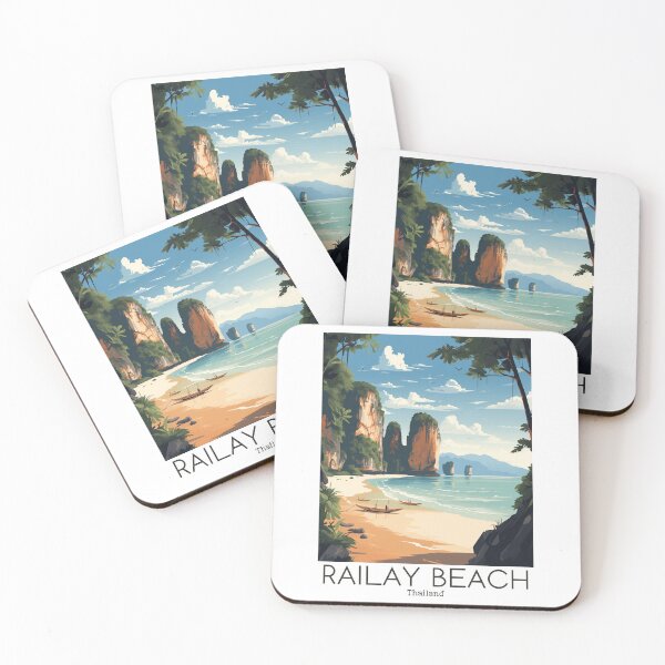 Item preview, A Vintage Travel Illustration of Railay Beach - Thailand designed and sold by GoodOldVintage.