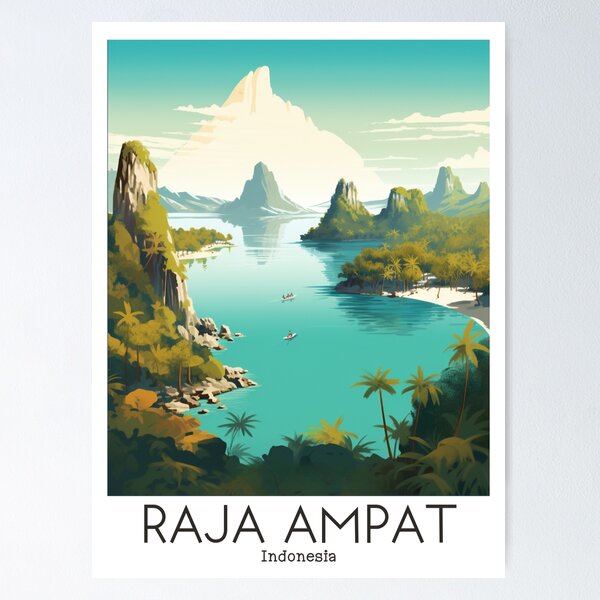 Item preview, A Vintage Travel Illustration of Raja Ampat - Indonesia designed and sold by GoodOldVintage.