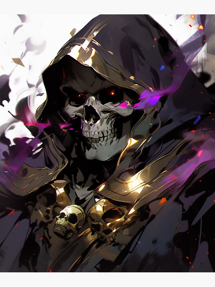 Overlord, anime, ainz ooal gown, momonga, black, gold, undead