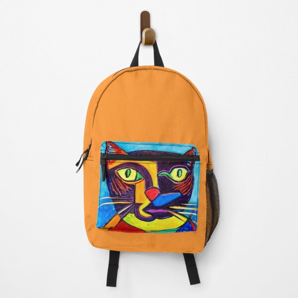 Item preview, Rainbow Black Cat Abstract Impressionist Portrait Contemporary Colorful Painting designed and sold by mac-ondo.
