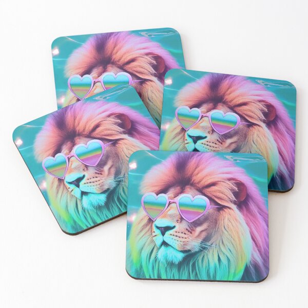 Item preview, Rainbow pastel lion by the pool  designed and sold by RachelRebel.