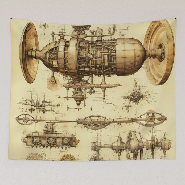 Item preview, Steampunk Drawing Ancient Manuscript designed and sold by BrandonArtWorld.
