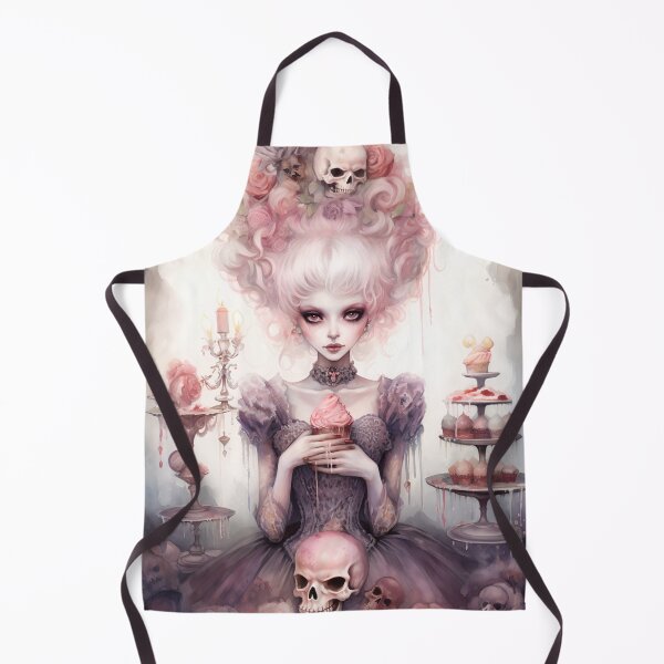 Item preview, Happy Halloween Pastel Goth Ghost Girl with Cupcakes Art Print designed and sold by Alcyonian.