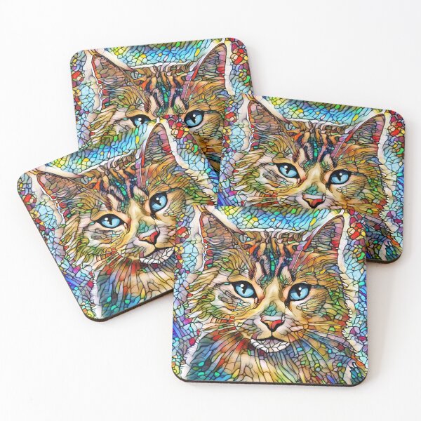 Item preview, Multicolor Cat 705 Mosaic Stained Glass Style designed and sold by artbylucie.