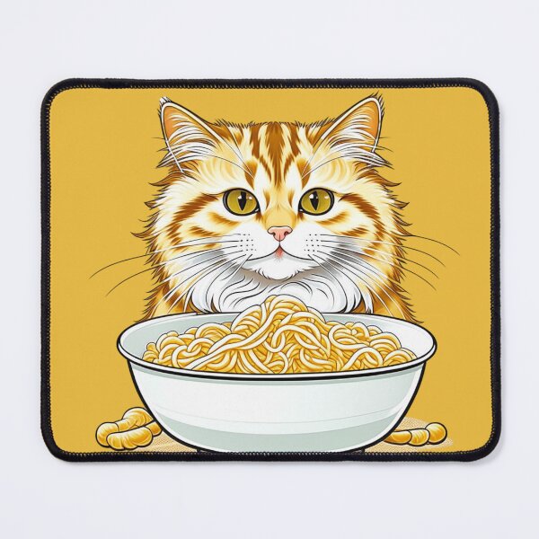 Item preview, Cat eating a bowl of noodles | Cute Kitty Cat Lover designed and sold by lildoodleshirts.