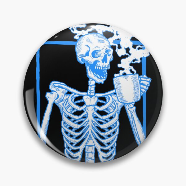 Item preview, halloween coffee drinking skeleton blue designed and sold by Gossip Rag.