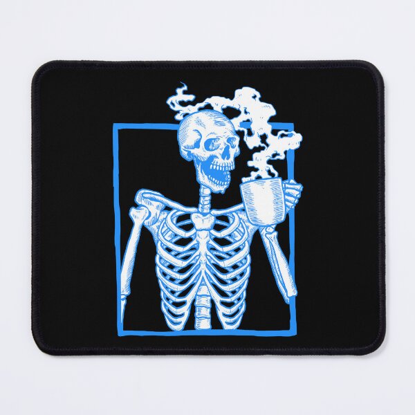 Item preview, halloween coffee drinking skeleton blue designed and sold by Gossip Rag.