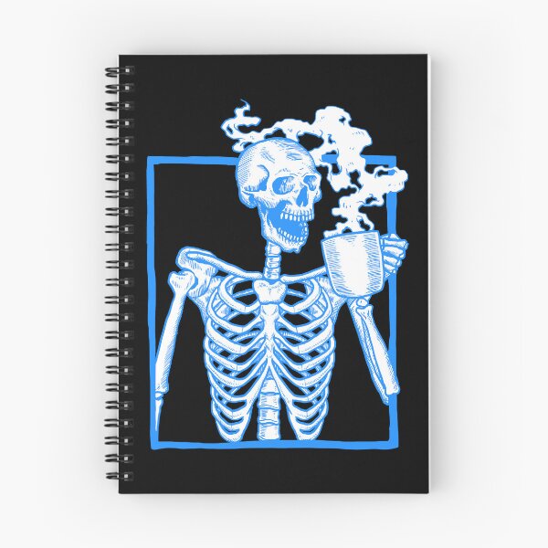Item preview, halloween coffee drinking skeleton blue designed and sold by Gossip Rag.
