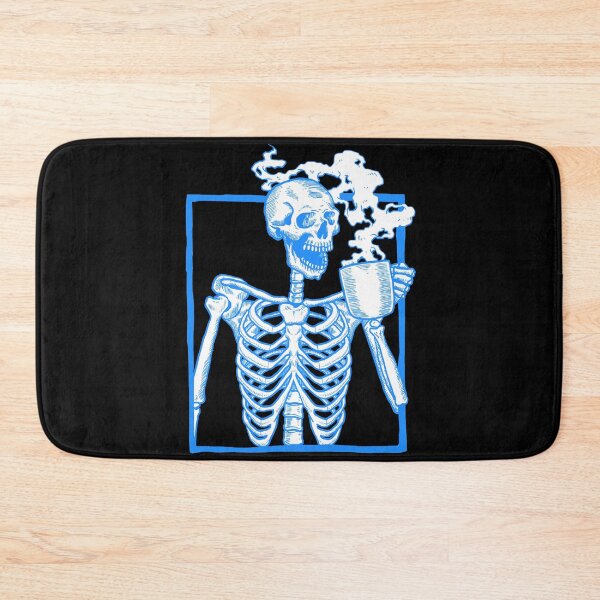 Item preview, halloween coffee drinking skeleton blue designed and sold by Gossip Rag.