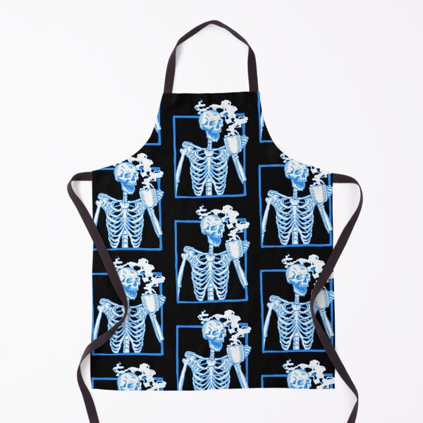 Item preview, halloween coffee drinking skeleton blue designed and sold by Gossip Rag.