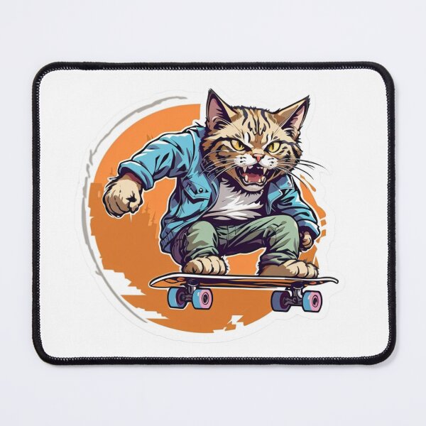Item preview, Roaring Cat on Skateboard – Edgy Feline Skater Design for Adventurous Souls & Cat Fanatics! designed and sold by sadsapiens.